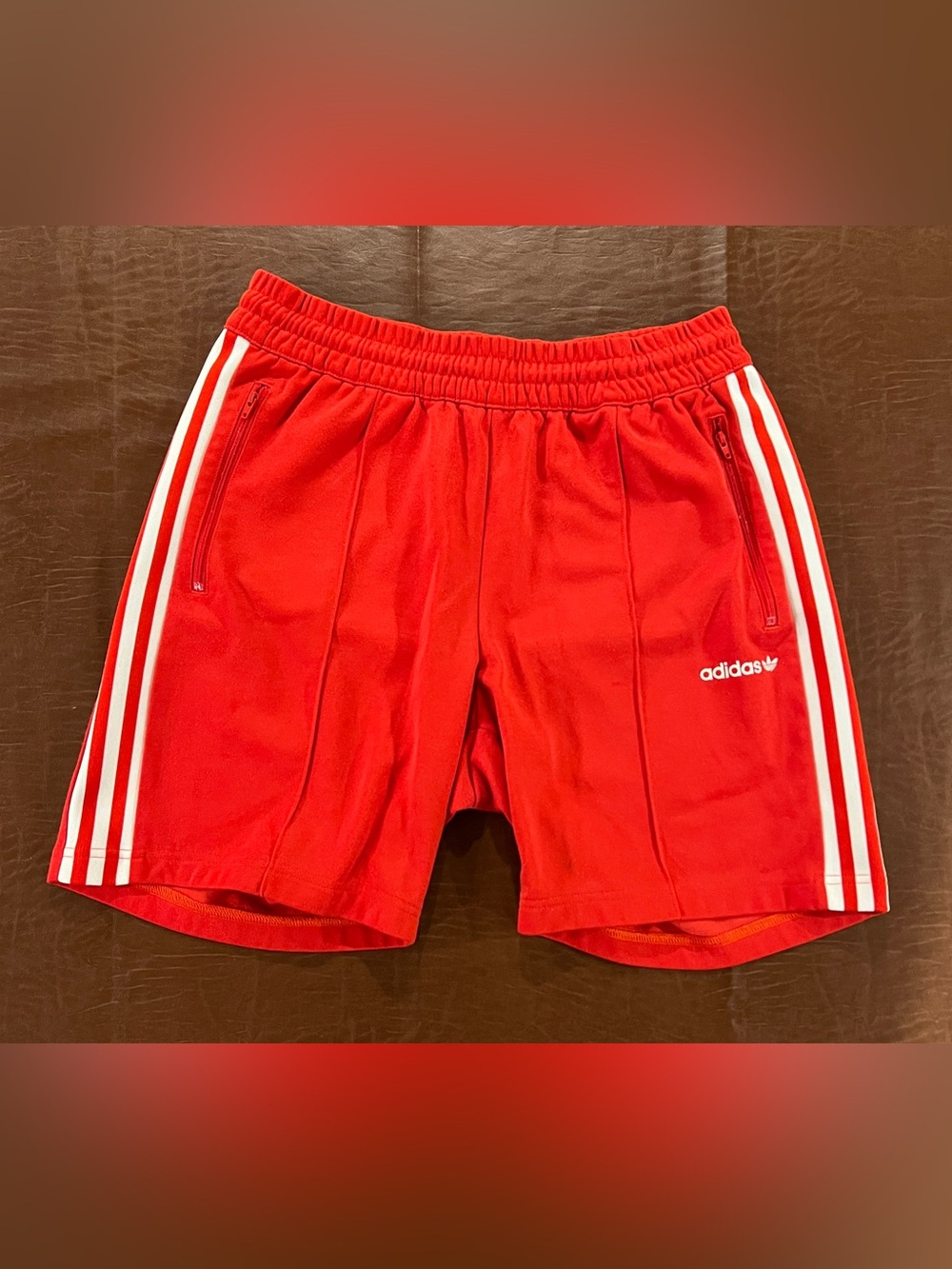 Adidas Originals Firebird Classic Shorts Red White Three Stripe - Size Medium